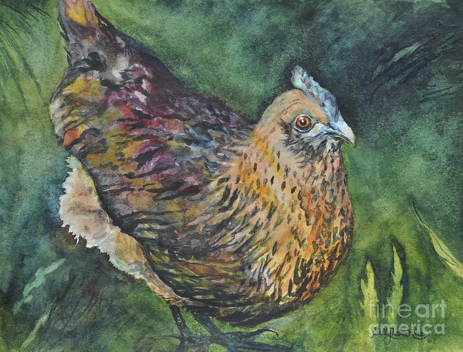 Chicken Painting - Edith  by Sally Tiska Rice