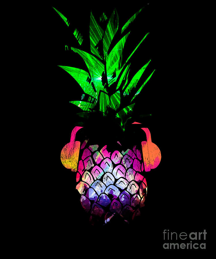 Edm Pineapple Edm Trippy Neon Rave Festival Dance Drawing by Noirty