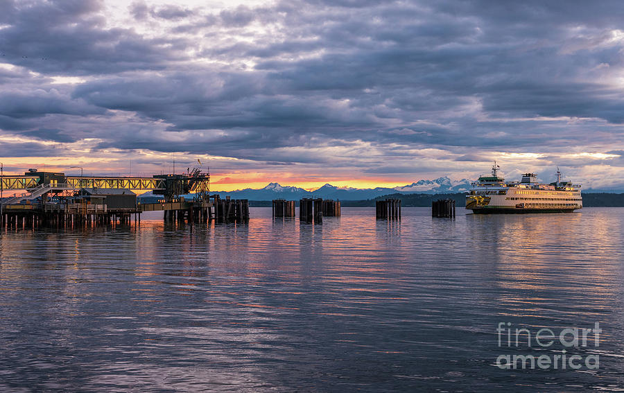 Edmonds Ferry Dock Dusk Ligh Panorama Photograph By Mike Reid