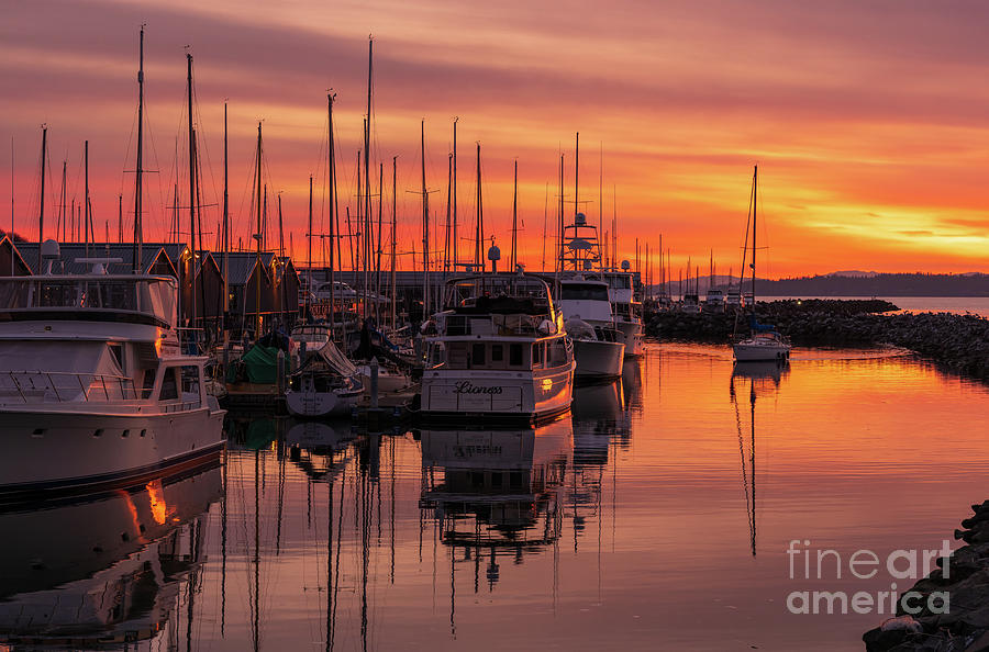 Edmonds Marina Docks Sunset Photograph