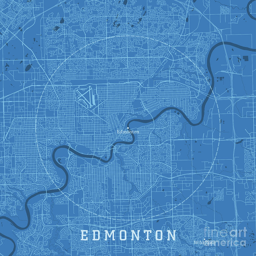 Edmonton Alberta City Vector Road Map Blue Text Frank Ramspott 