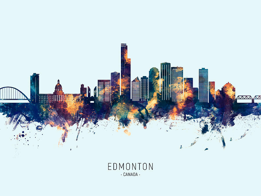 Edmonton Canada Skyline #00b Digital Art by Michael Tompsett