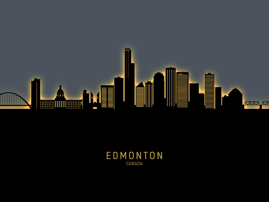 Edmonton Canada Skyline #10b Digital Art by Michael Tompsett