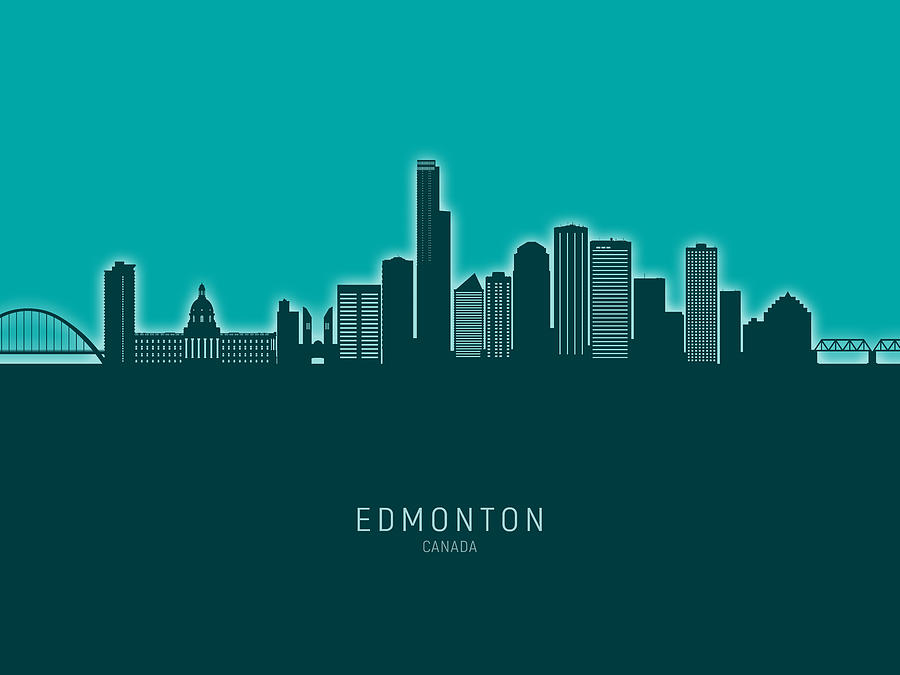 Edmonton Canada Skyline #12b Digital Art by Michael Tompsett