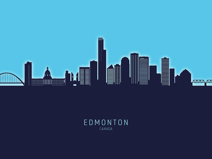 Edmonton Canada Skyline #13b Digital Art by Michael Tompsett