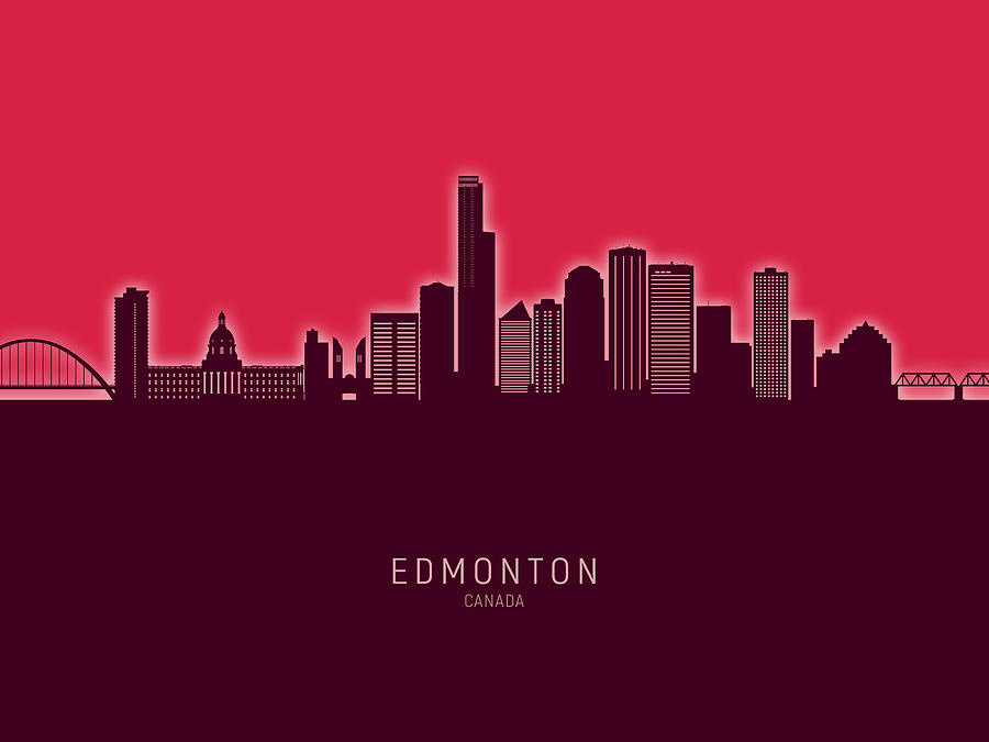 Edmonton Canada Skyline #16b Digital Art by Michael Tompsett