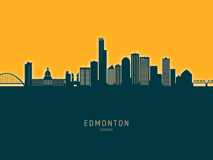 Edmonton Canada Skyline #17b Digital Art by Michael Tompsett