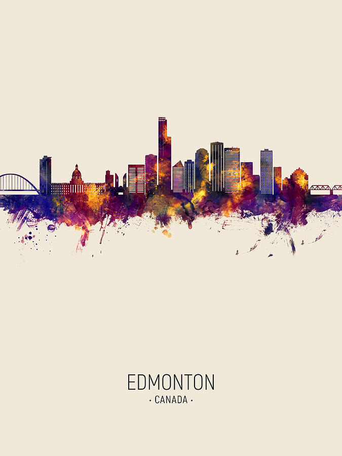 Edmonton Canada Skyline #20b Digital Art by Michael Tompsett