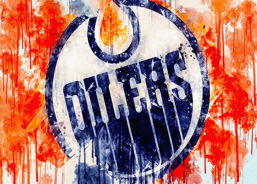 Edmonton Oilers Grunge Art Canadian Hockey Club Logo Painting By Sissy ...