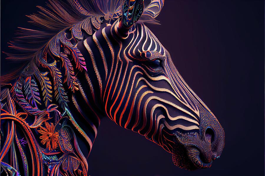 EDS Flowered Zebra Digital Art by Adrian Reich