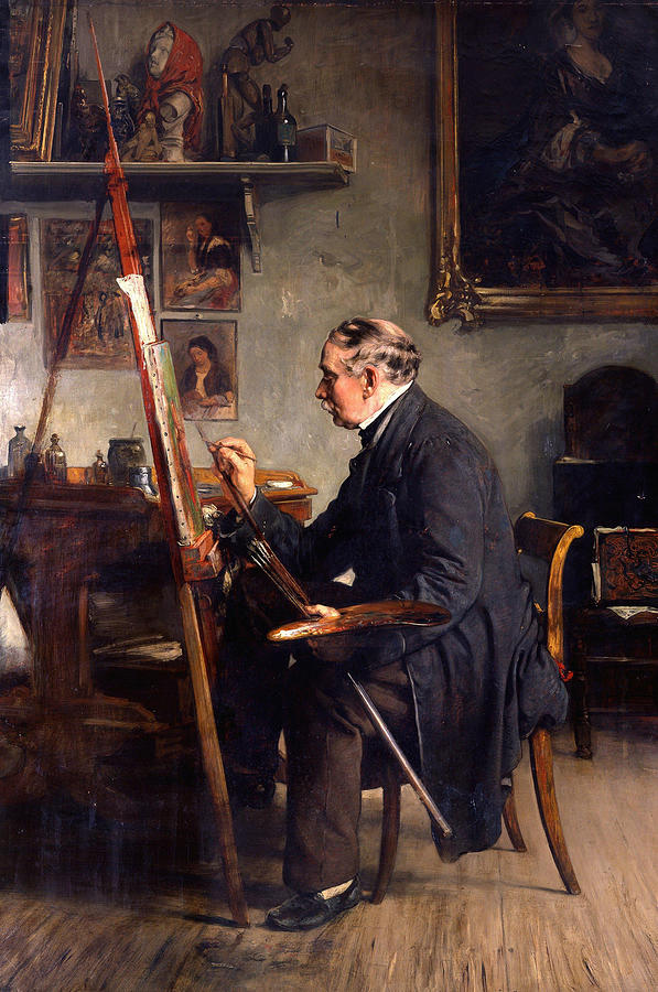 Eduard Meyerheim in his studio Painting by Paul Friedrich Meyerheim ...