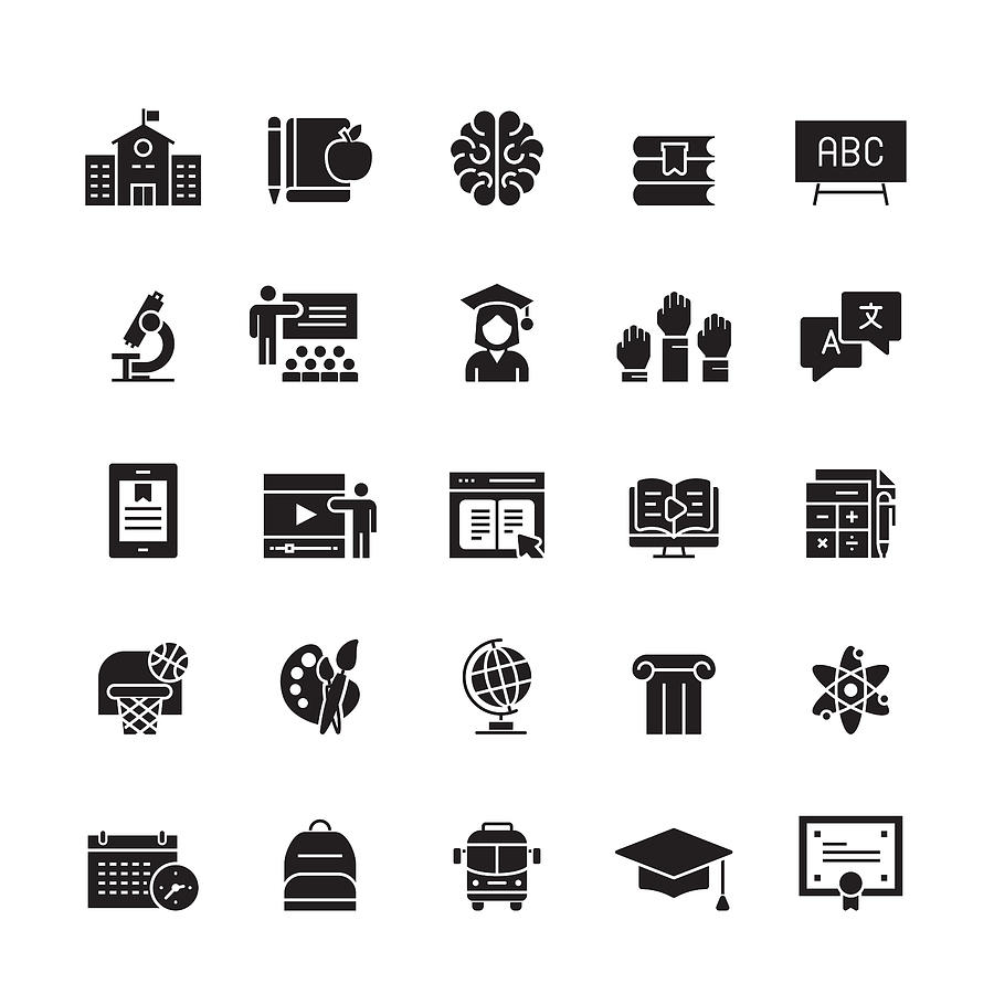 Education and School Related Vector Icons Drawing by Cnythzl