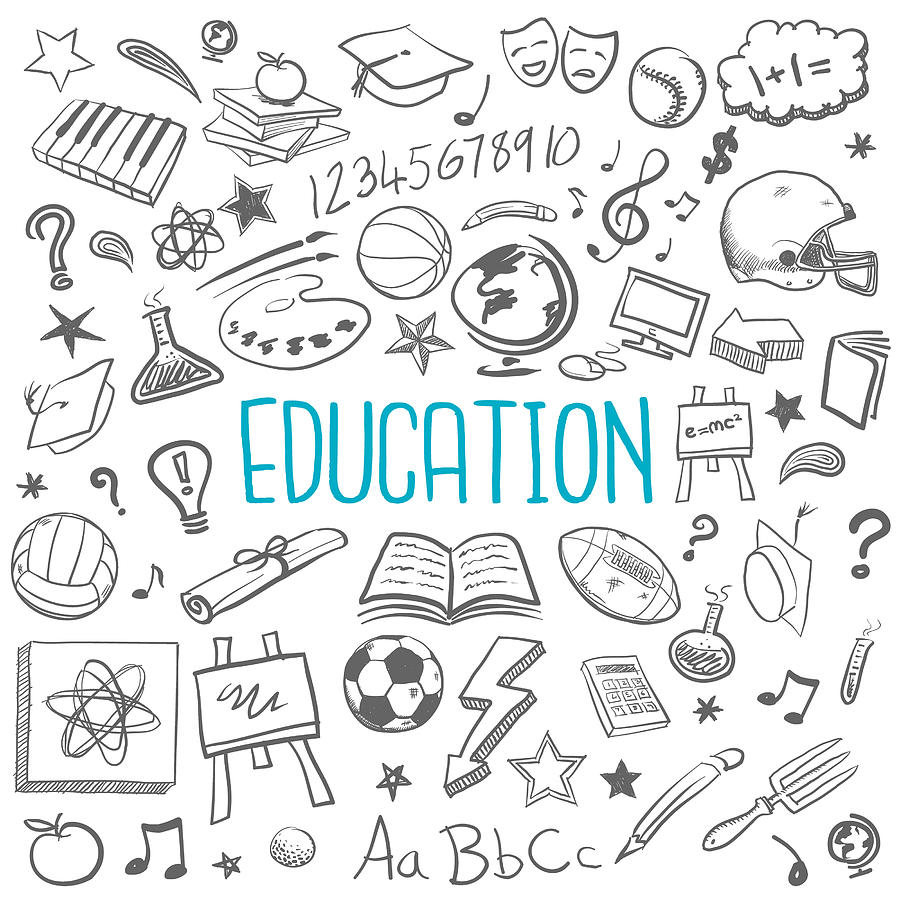 Education doodle icons Drawing by Enjoynz