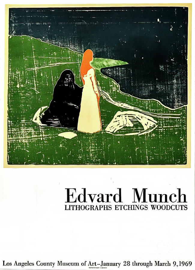 Edvard Munch Art Exhibition Poster Los Angeles 1969 Drawing by Edvard Munch