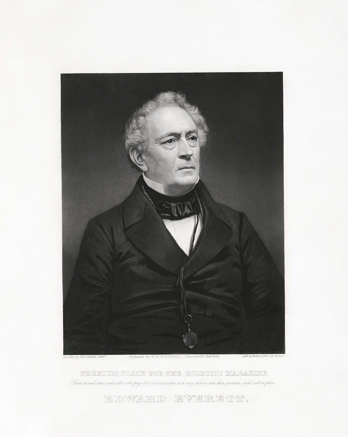 Edward Everett Engraved Portrait  Drawing by War Is Hell Store