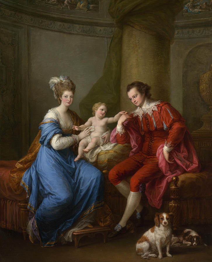 Edward Smith Stanley, Twelfth Earl of Derby, with His First Wife and Their Son  Painting by Angelica Kauffmann