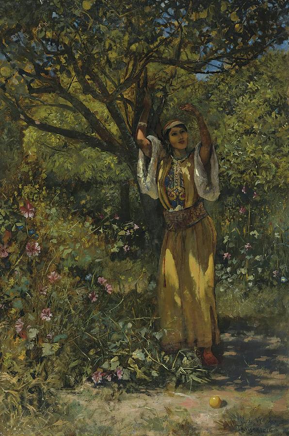 Edwin Lord Weeks In The Garden 1876 Painting by Edwin Lord Weeks