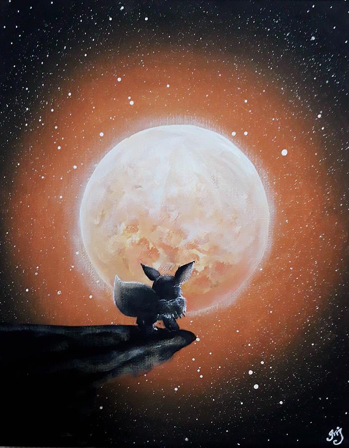 Eevee Under The Moon Painting By Magda Swinya