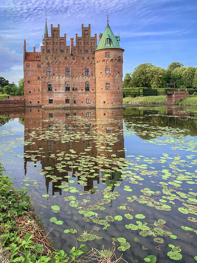 Egeskov Castle - Reflections and Lily Pads Photograph by Tony Crehan
