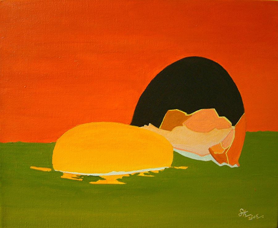 Egg in a Green Field Painting by Sam Hall Egg in a Green Field Painting by Sam Hall