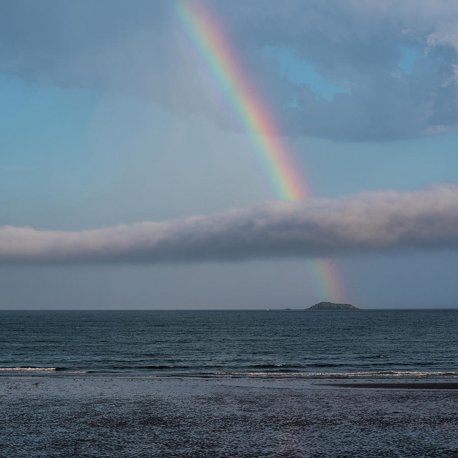 Egg Rock at the End of the Rainbow Swampscott Massachusetts Square Photograph by Toby McGuire