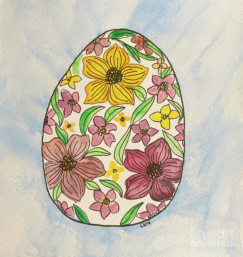 Egg with Flowers Mixed Media by Lisa Neuman