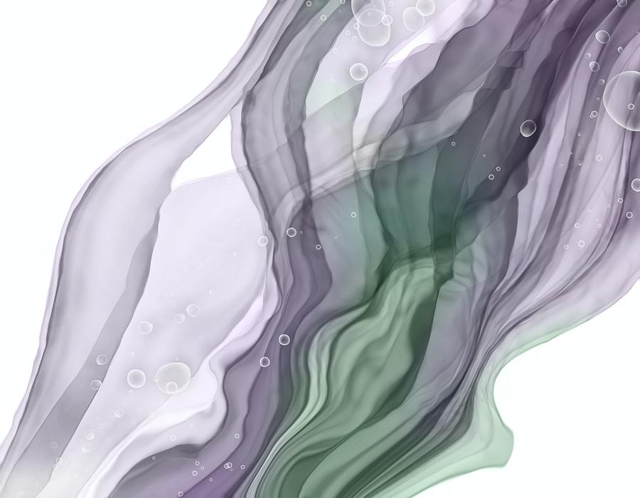Abstract Digital Art - Eggplant and Olive Green Alcohol Ink Abstract #2 by Marianna Mills