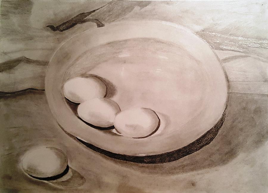 Eggs on a plate Drawing by Ralph Root