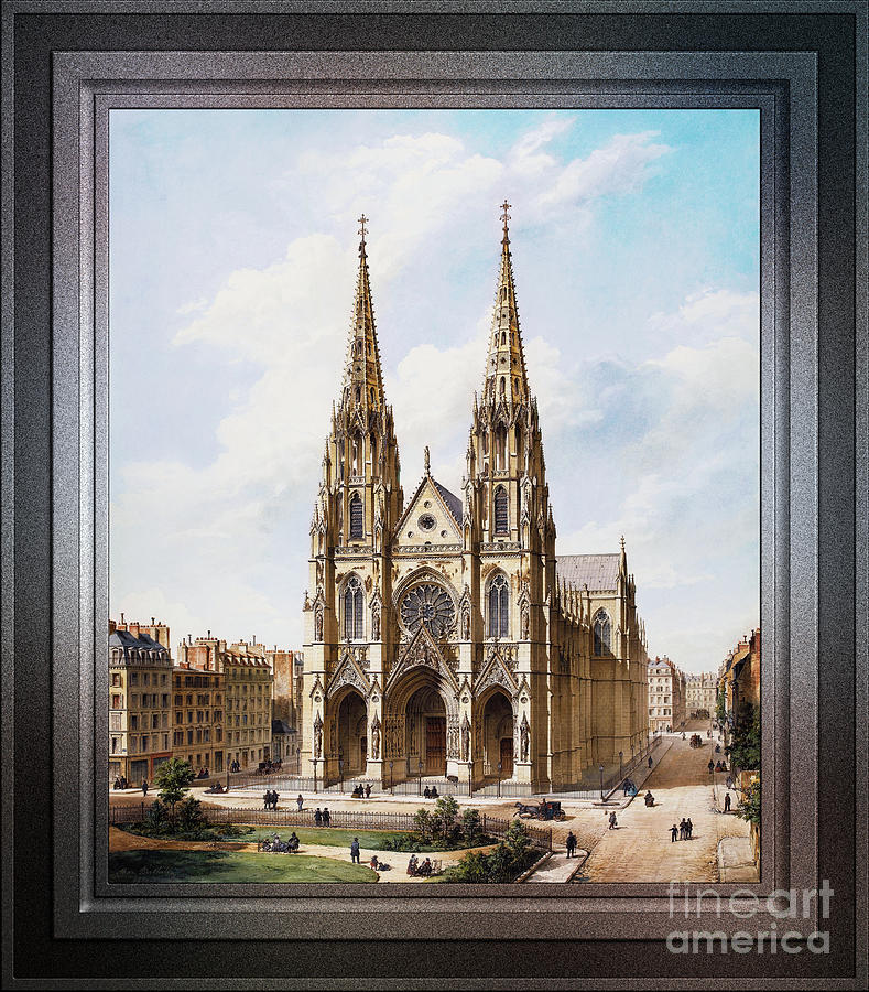 Eglise Sainte-Clotilde a Paris by Max Berthelin Remastered Xzendor7 Fine Art Classical Reproductions Painting by Xzendor7