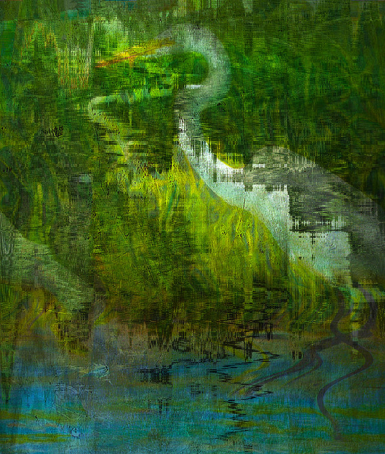 Abstract Egret Digital Art by Cordia Murphy