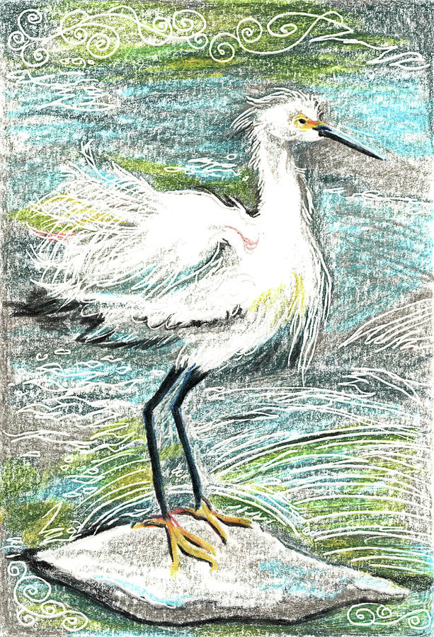 Egret E Alphabet Bird Drawing