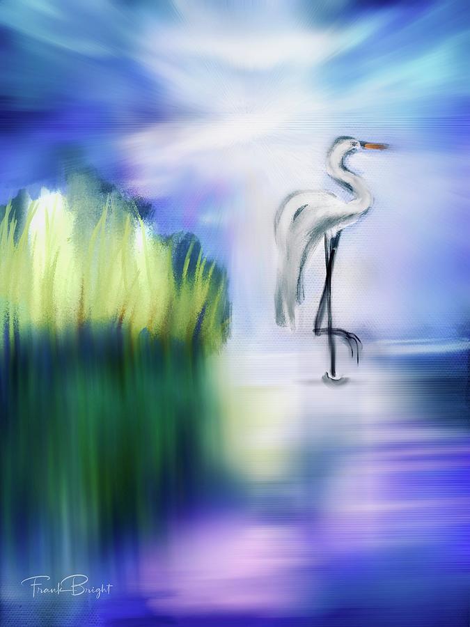 Egret Enters Digital Art by Frank Bright