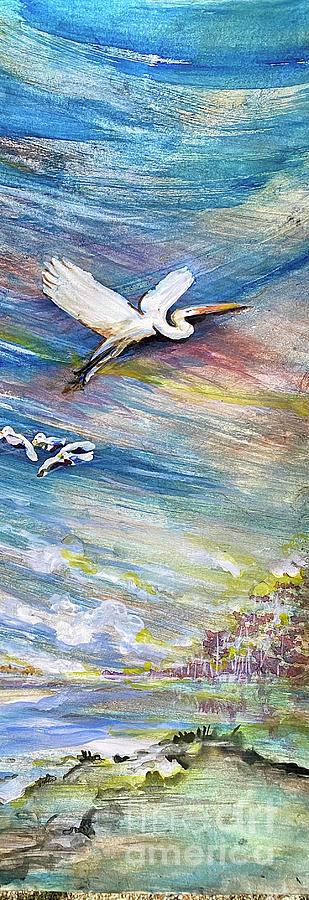 Egret flight  Painting by Francelle Theriot
