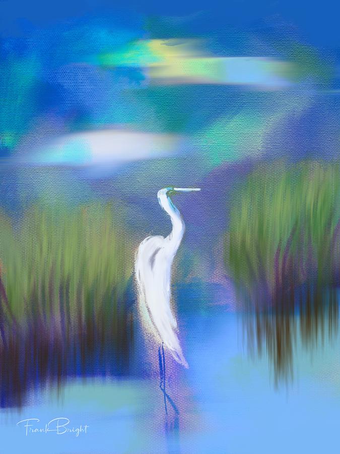 Egret In The Marsh Digital Art by Frank Bright