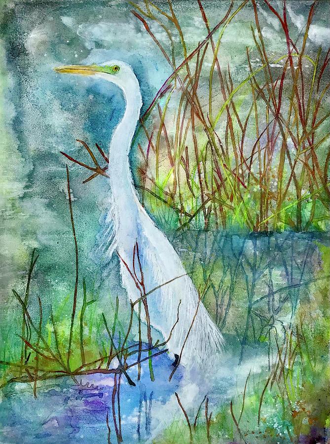 Egret Painting by Janet Immordino