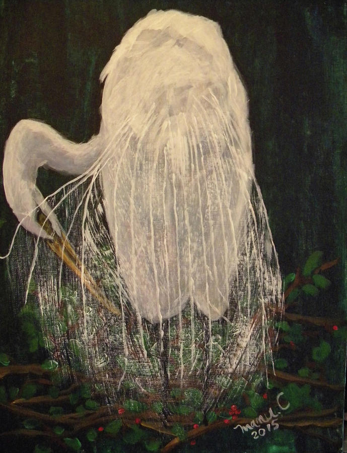 Egret Painting by Manuela Constantin