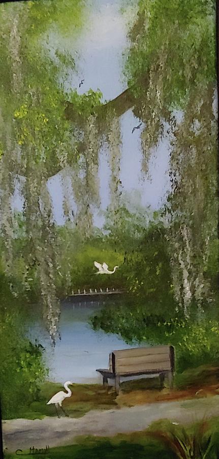 Egrets at Phillippe Park Painting by Catherine Hamill