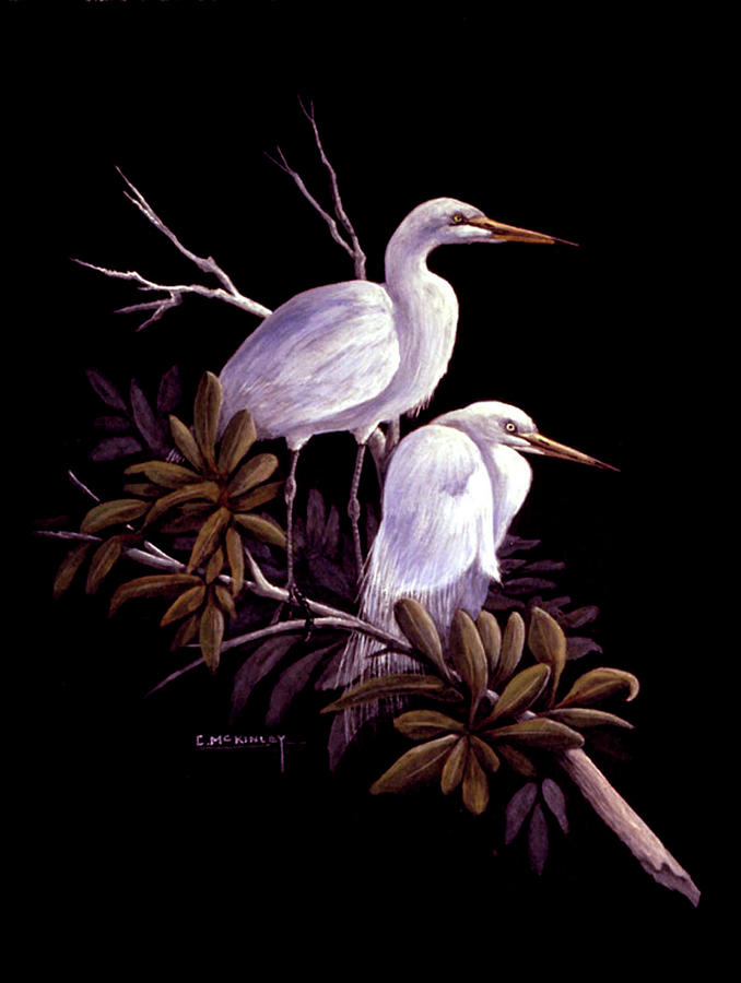 Egrets Painting by Carl McKinley