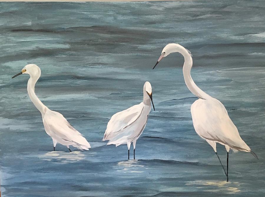 Egret Painting - Egrets in Water by Natalia Ciriaco