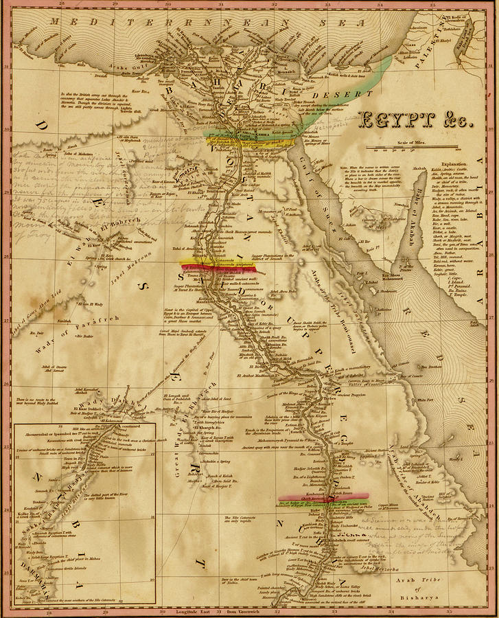 Map Drawing - Egypt 1844 by Vintage Maps