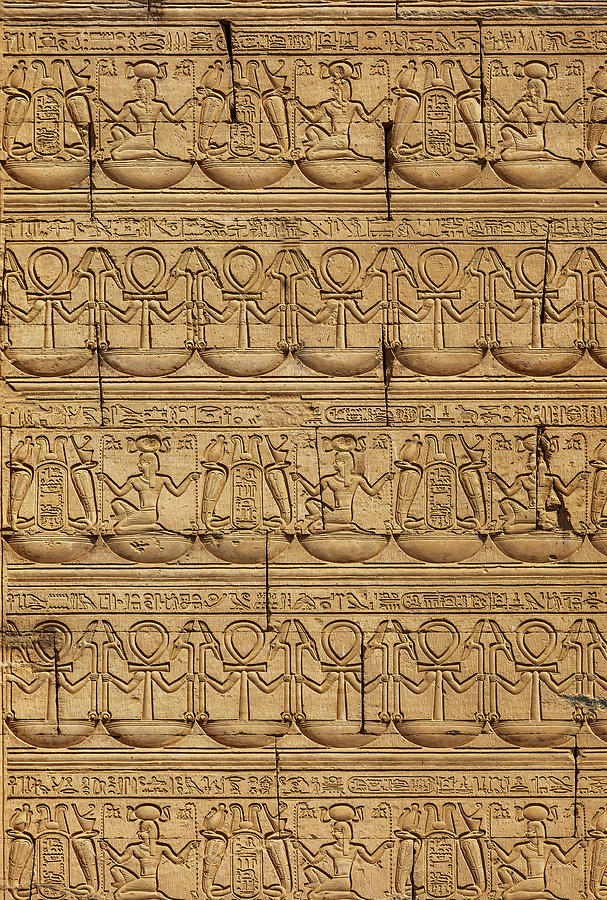 Egypt Images And Hieroglyphics Pattern Relief by Mikhail Kokhanchikov
