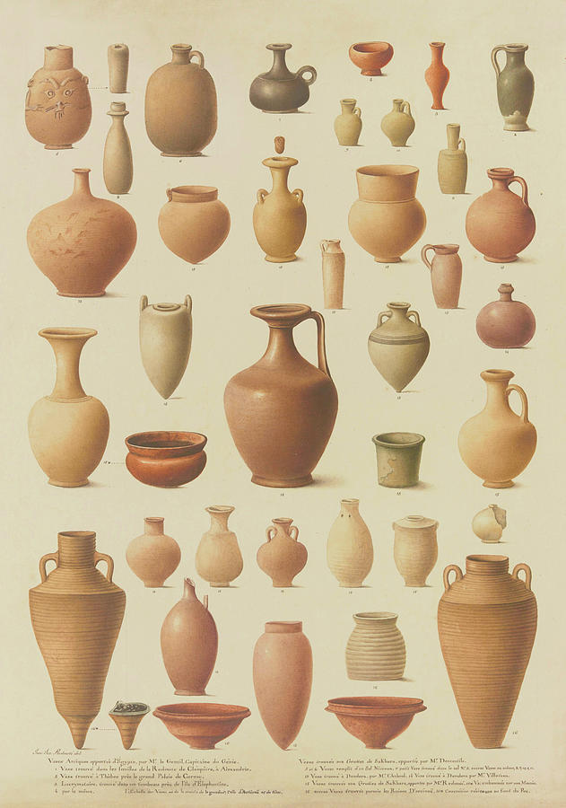 Ancient Egypt Drawing - EGYPTIAN Antique VASES - Pottery by Mark White