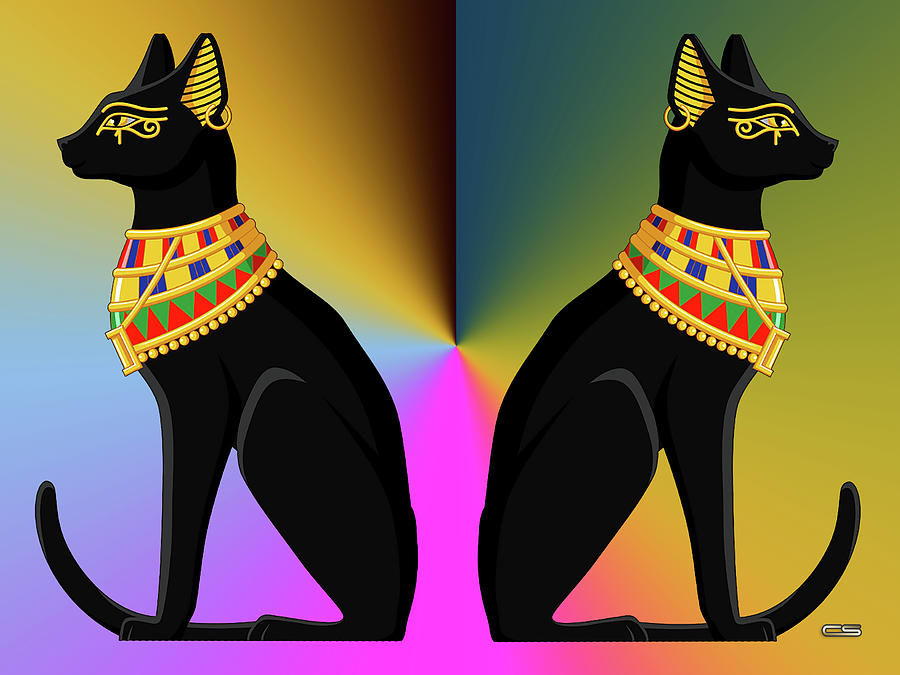 Egyptian Cats 2 Digital Art by Chuck Staley