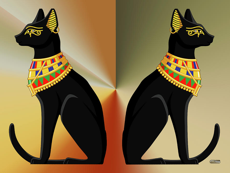 Egyptian Cats 3 Digital Art by Chuck Staley