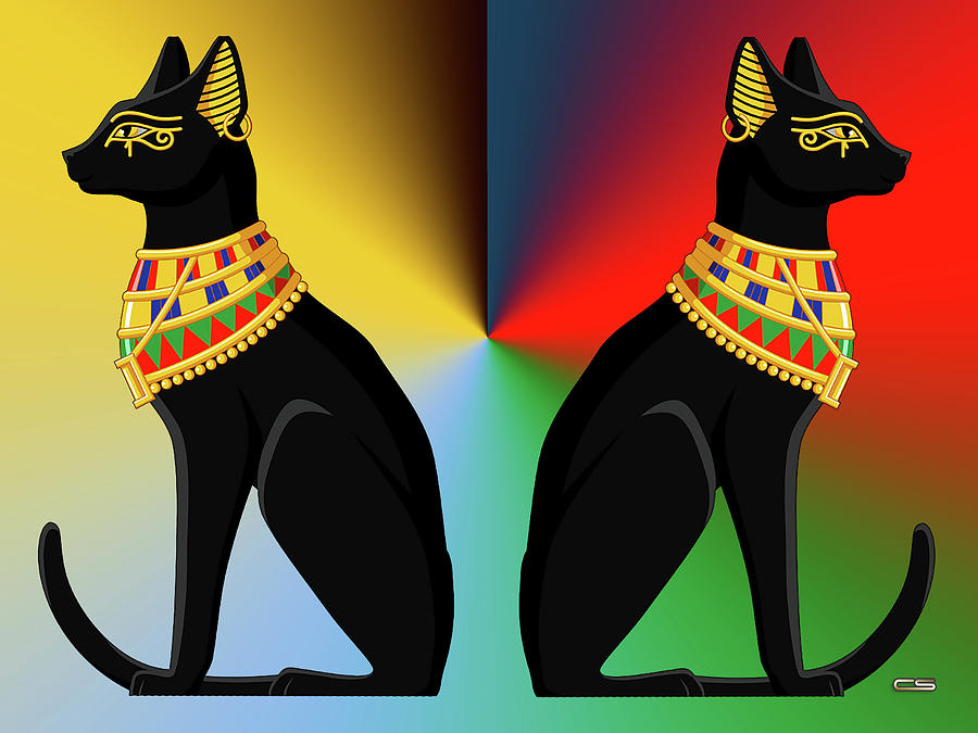 Egyptian Cats  Digital Art by Chuck Staley