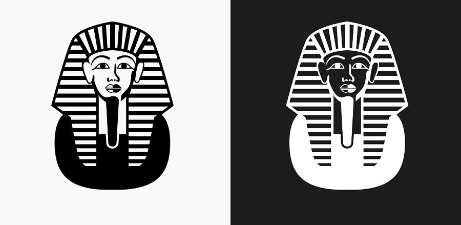 Egyptian Coffin Icon on Black and White Vector Backgrounds Drawing by Bubaone