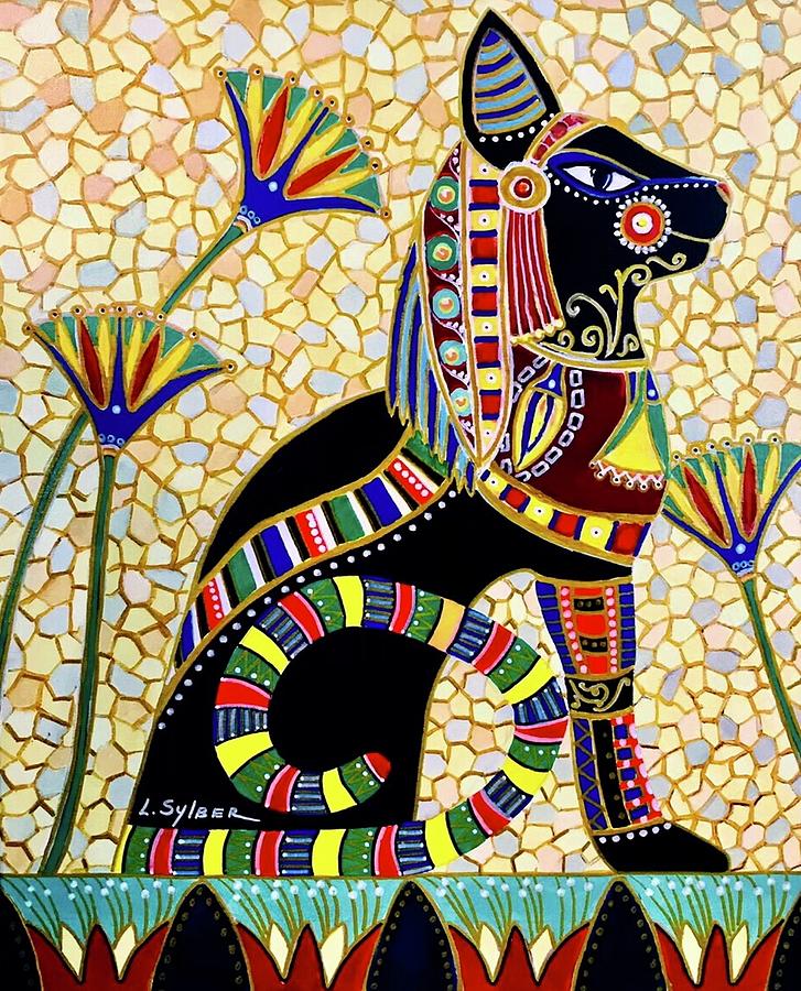 Egyptian decorative cat Painting by Lana Sylber