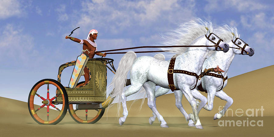 Egyptian Horse Chariot Digital Art by Corey Ford