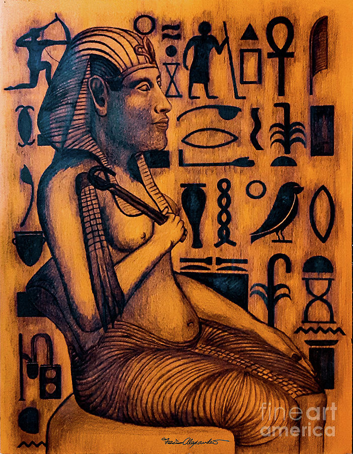Interior Decor Drawing - Egyptian Message by Fei A