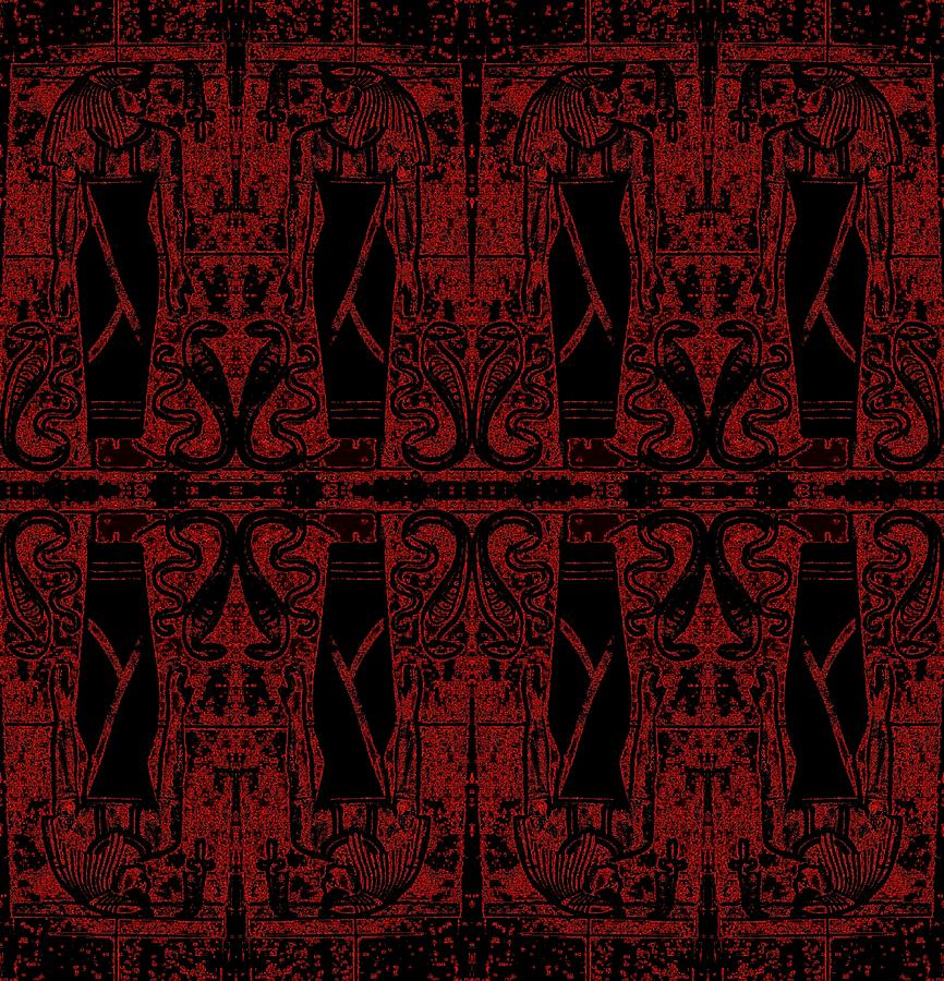 Egyptian Priests and Snakes in Black and Red 2 Digital Art by Sherrie ...